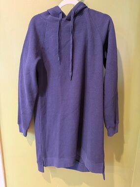 Askya Women’s Hooded Long Pullover Sweatshirt Dress - Navy/Marine, NWT